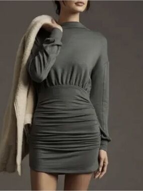 Anthropologie Daily Practice Gray Ruched Cozy Soft
Dress Size 2x